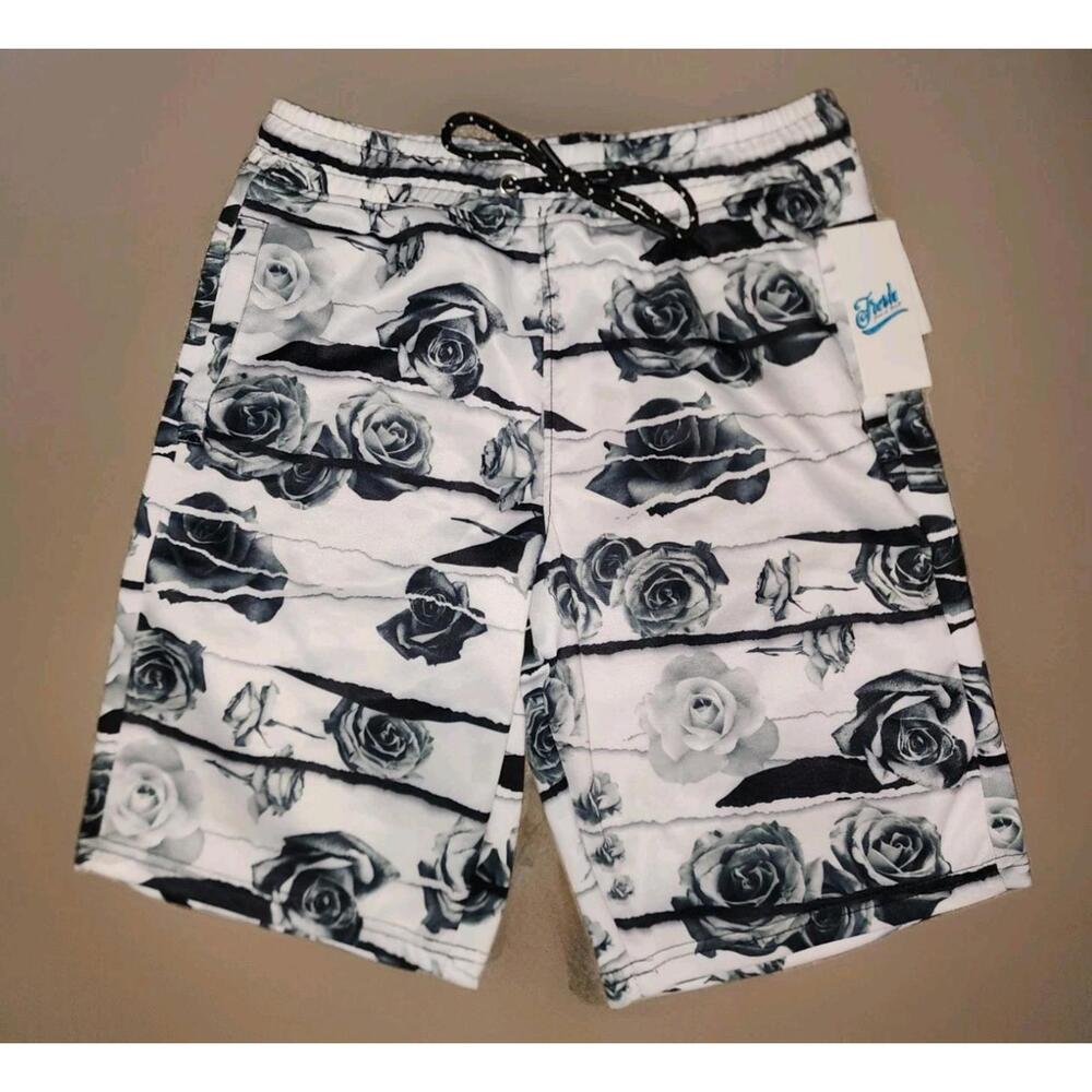 Drill Fresh Prints Of Bel-Air Shorts Black And Grey Roses Size Small